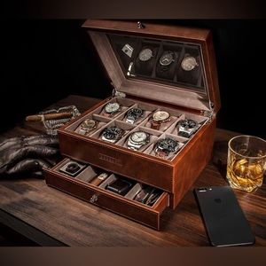 Beerust Watch box organizer for men - Leather watch case - Luxury case!